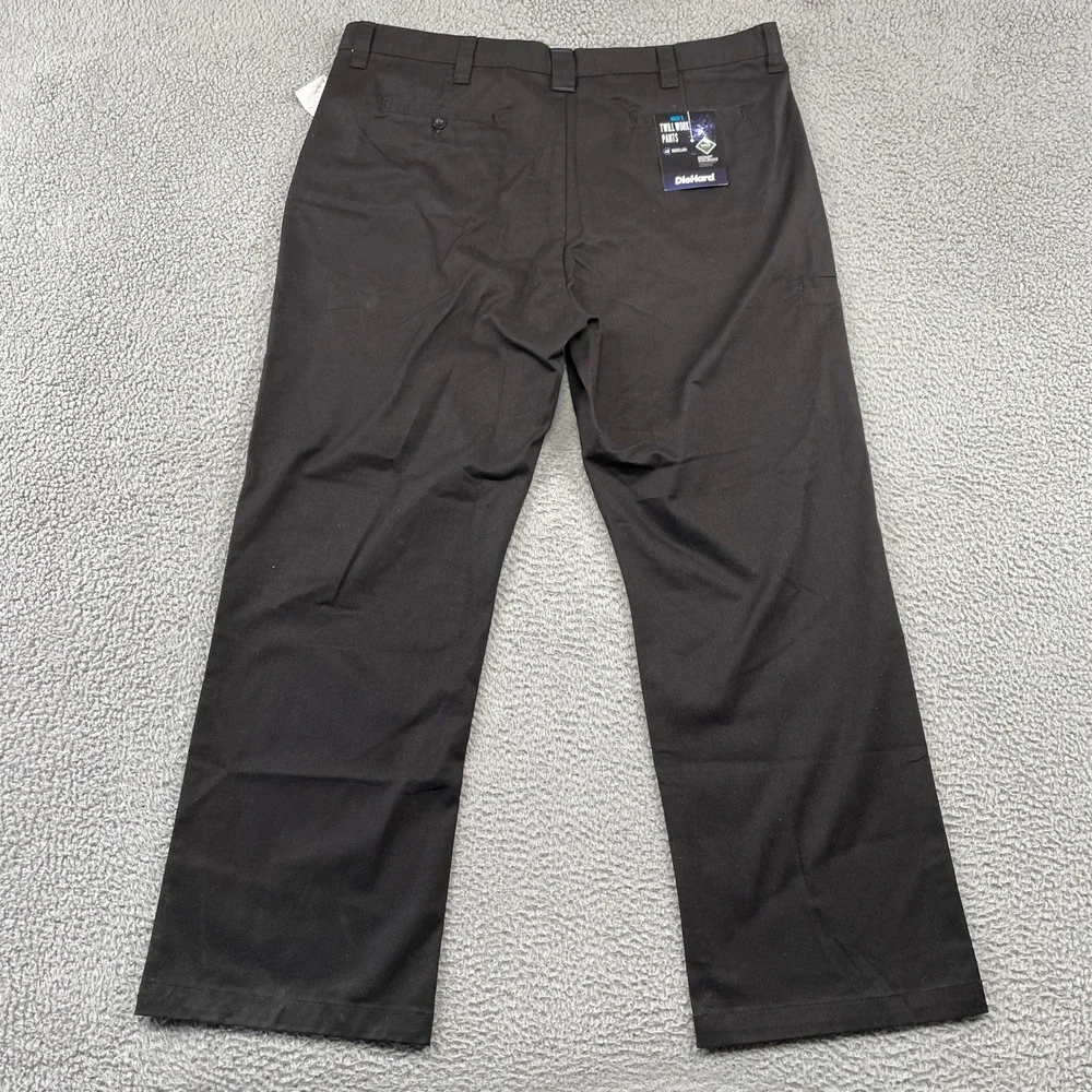 DieHard Work Pants Men 42x32 Black Twill Workwear Teflon Water Oil Repellent - Picture 2 of 10